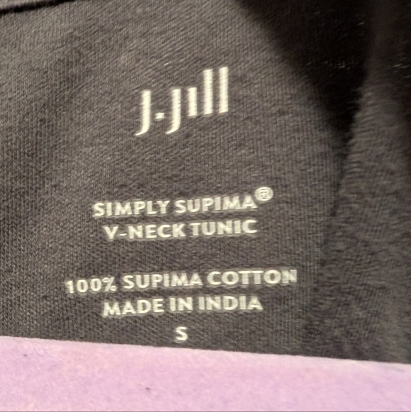 J.Jill Simply Supima V-Neck Tunic Small Gray Black Animal Print Cotton Casual - Picture 3 of 4